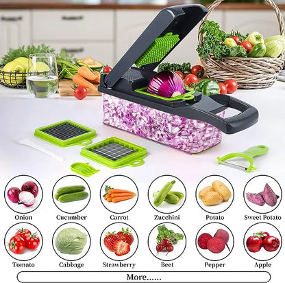 12-in-1 Vegetable Chopper & Slicer with Storage Container