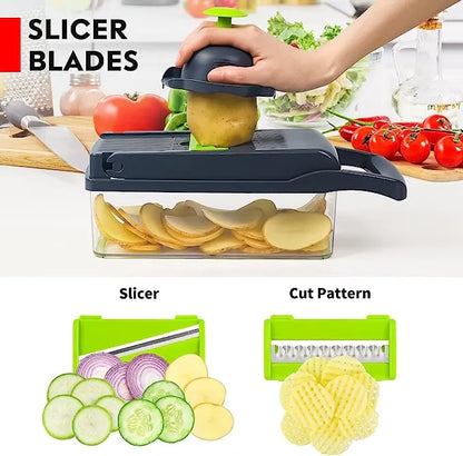 12-in-1 Vegetable Chopper & Slicer with Storage Container
